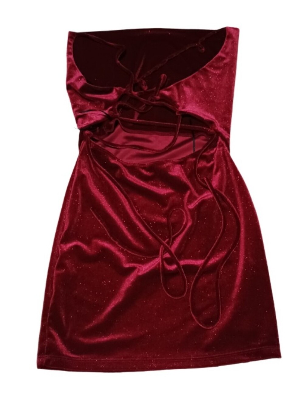 Lovely Day Deep Red Velvet Sparkle Dress - Picture 2 of 4